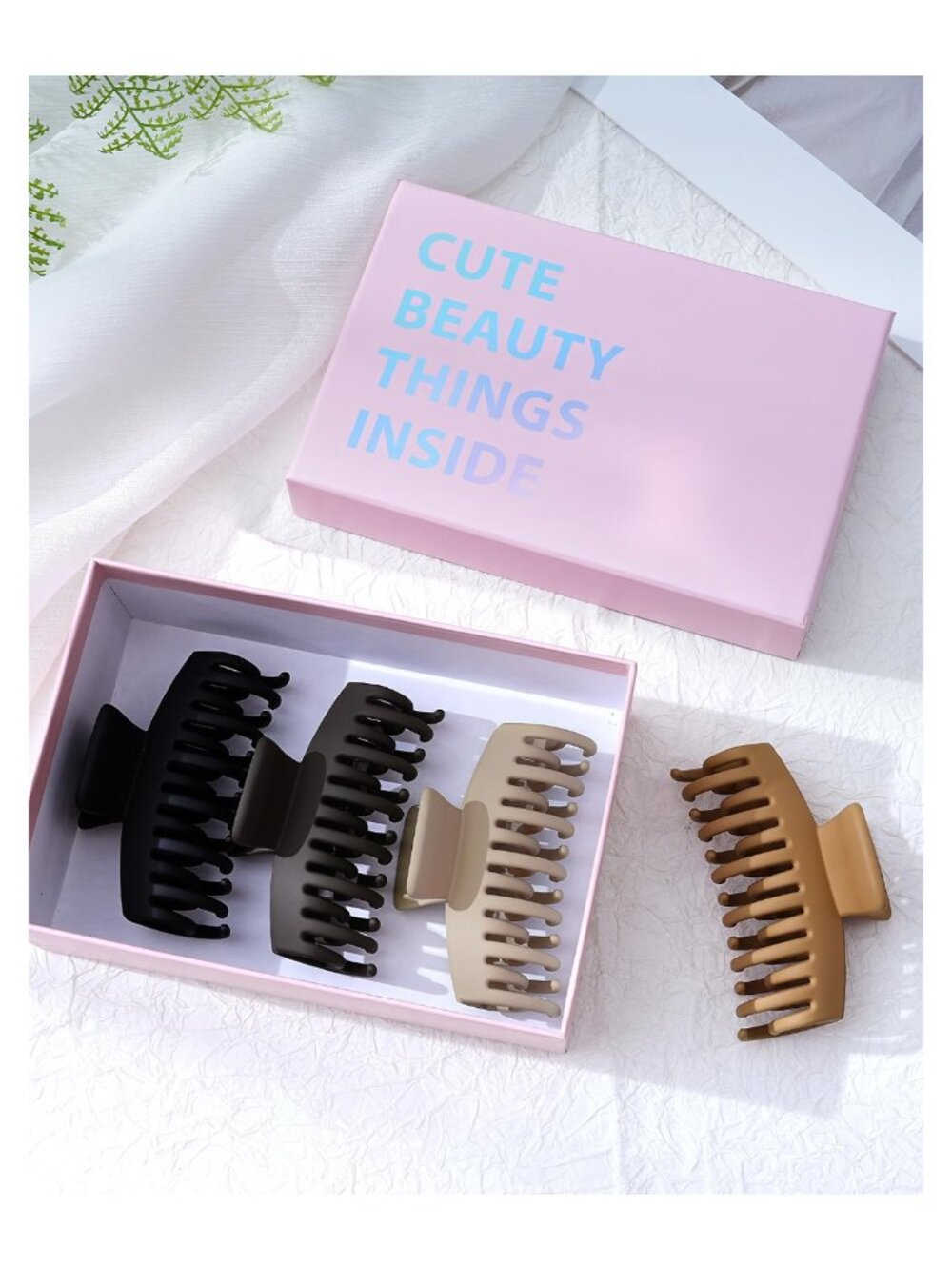Double Row Teeth Claw Clips for Thin Fine Hair Non-Slip 4 Pack 3.5" - Picture 8 of 8